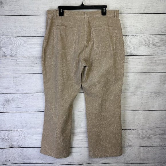 Ann Taylor Women's Corduroy Paisley Print Pants Khaki High Rise Straight Size 14 - Picture 3 of 7